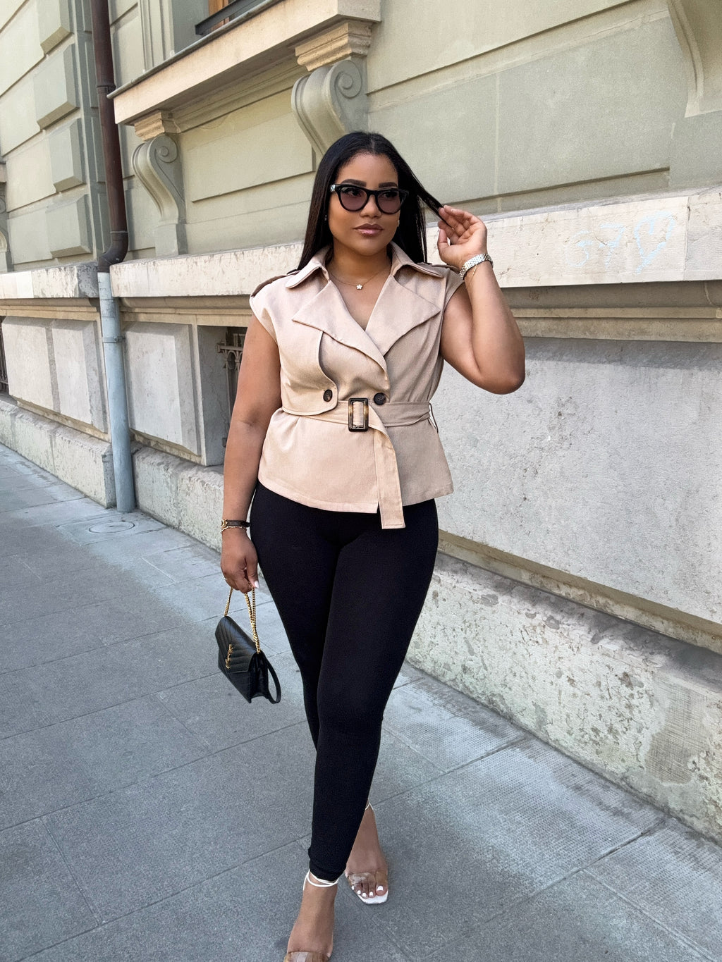 Pretty Beige Sleeveless Trench